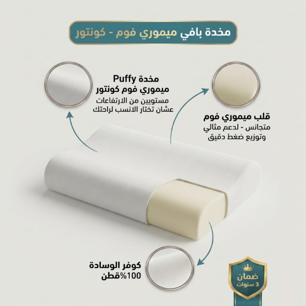 مخدة ميموري فوم كونتور PUFFY